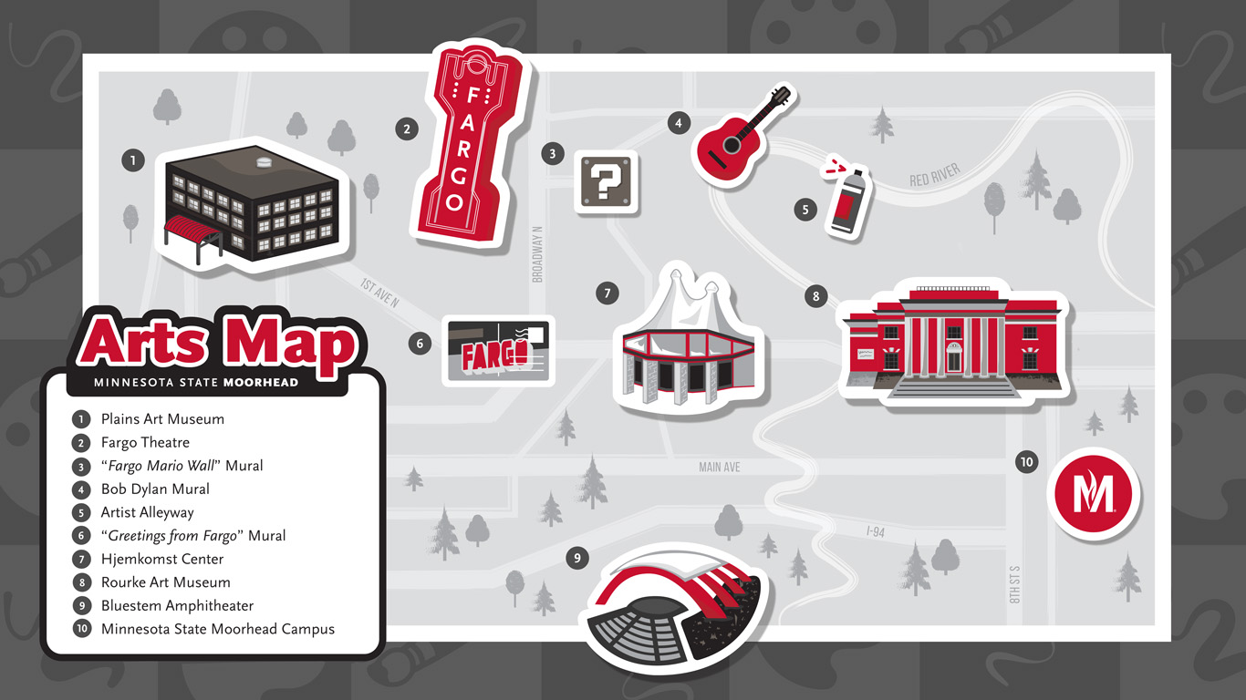 Fargo Moorhead Area Arts Attractions Map