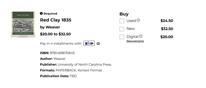 Textbook listing with print and digital options