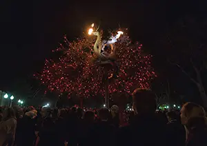 Meeting Background Dragon statue at night